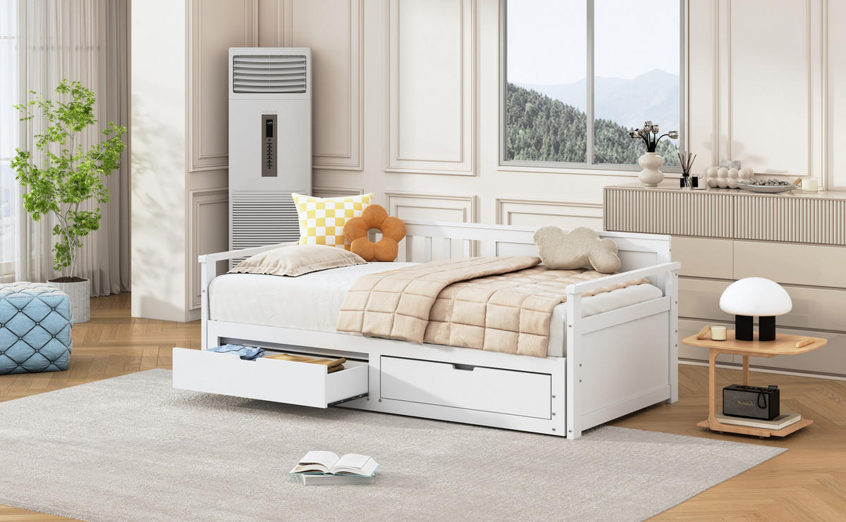 DAYBETT 90/180x190 cm Rollbett weiß - Weiß, Holz (180/190cm) - Fortuna Lai