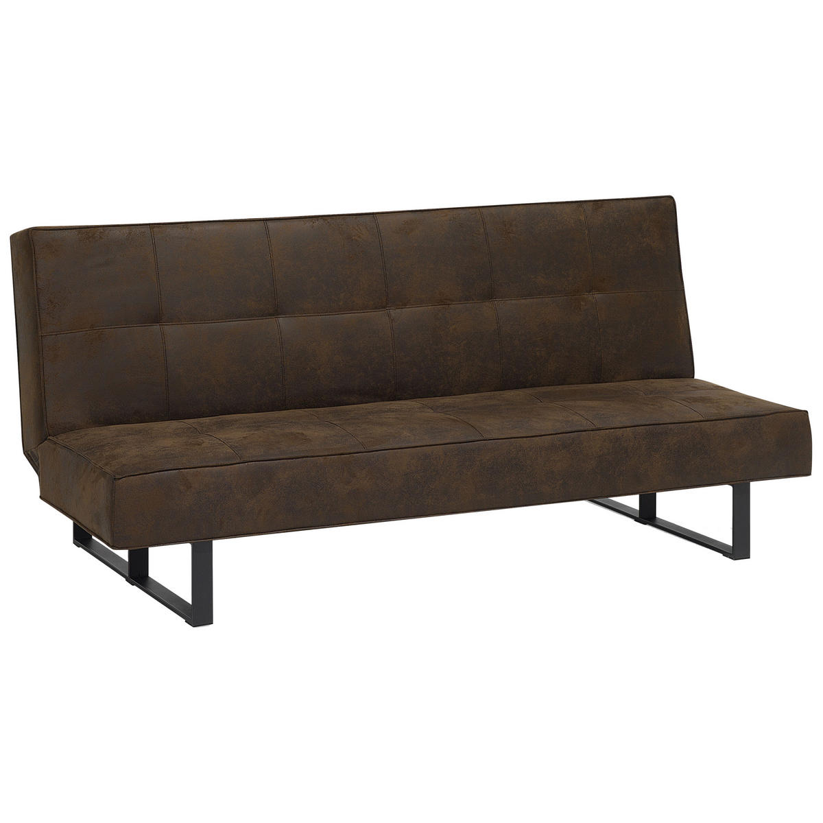 3-SITZER-SCHLAFSOFA Kunstleder Braun Derby - Dunkelbraun, Textil (189/85/88cm) - Beliani