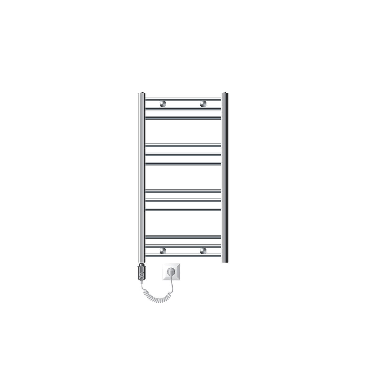 BADHEIZKÖRPER elektrisch Sahara 500x800 mm Chrome gerade mit Heizstab 600W - Chromfarben, Metall (3/80/50cm) - LuxeBath