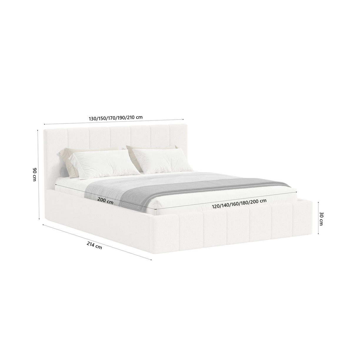POLSTERBETT Malfo Slim 120x200 cm, Weiß - Weiß, Textil (120/200cm) - Fedve