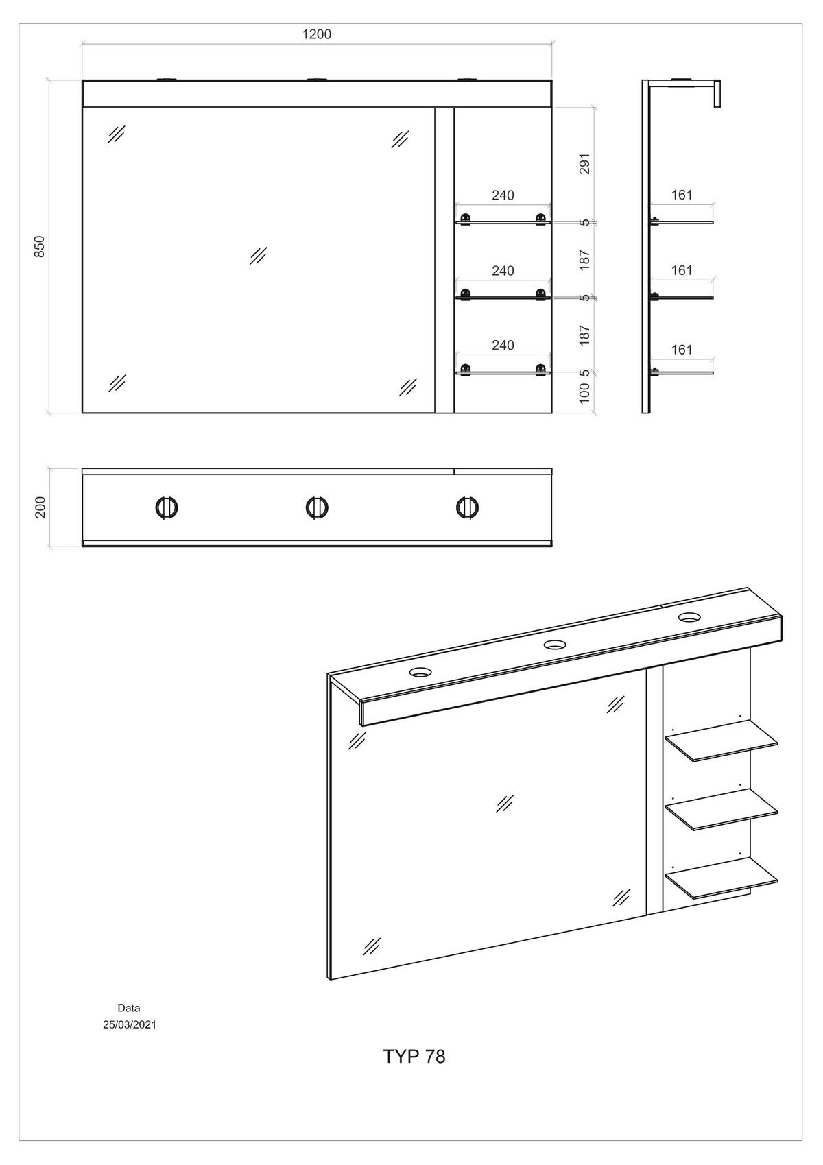 SPIEGEL M12 Weiß Hochglanz 120/85/20 cm breit mit Beleuchtung - Weiß, Holzwerkstoff (120/85/20cm) - Livojo