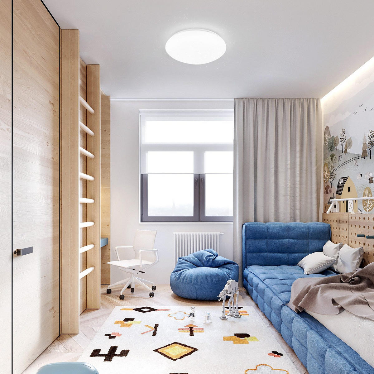 DECKENLEUCHTE LED Wohnzimmer Ø16.9CM - Weiß, Kunststoff (16/16/6.7cm) - ZMH