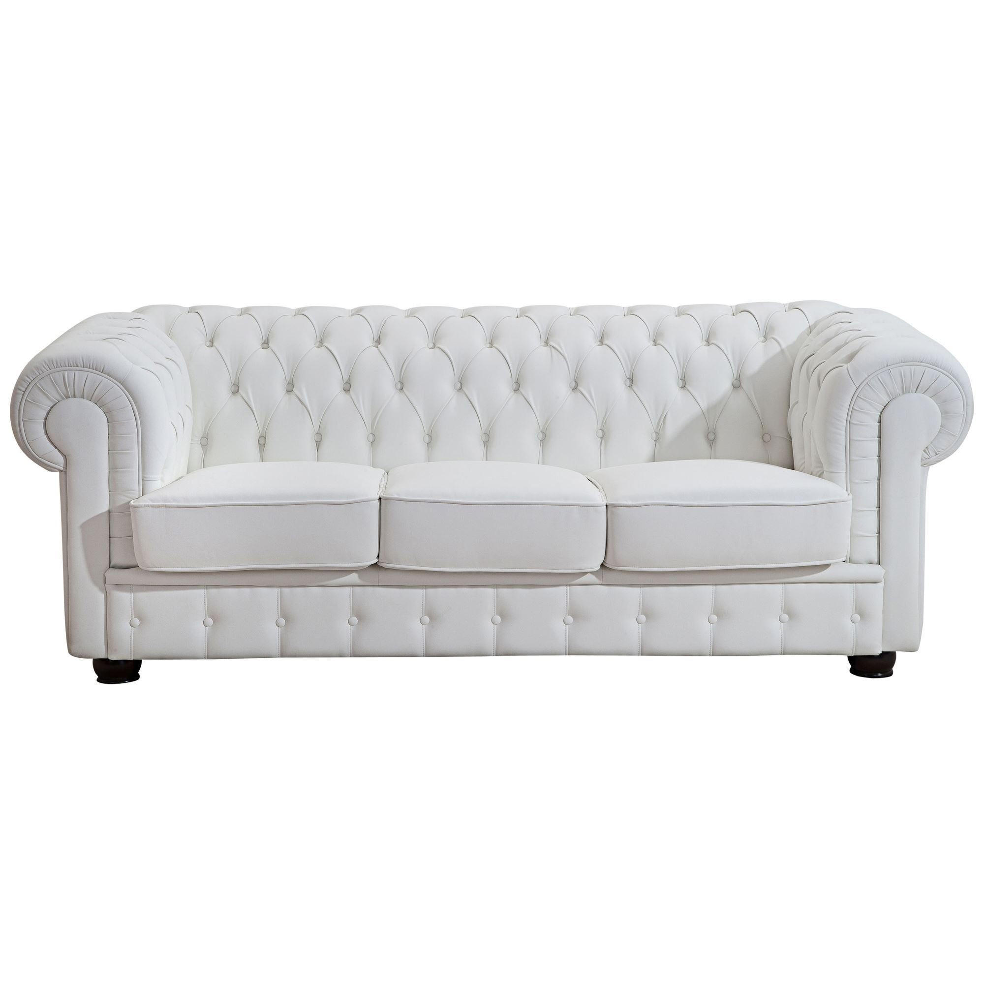 Thumbnail - 58aufmkessel Sofa, Weiß, Leder, 200x76x98 cm, Wohnzimmer, Sofas & Couches, Sofas, Chesterfield Sofas