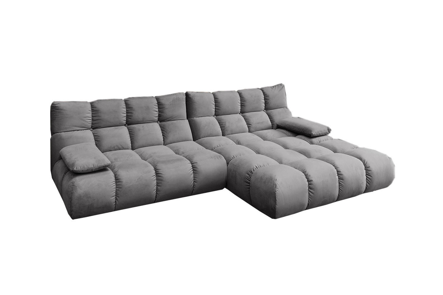 ECKSOFA VIVIEN Steingrau Velvet - Schwarz/Grau, Kunststoff/Textil (290/178cm) - KAWOLA