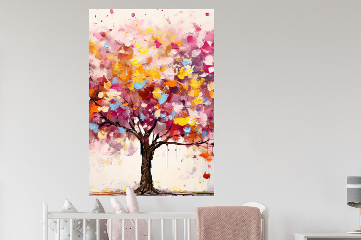 WANDTATTOO Aquarell - Baum - Kunst - Abstrakt 80x120 cm - Multicolor, Kunststoff (80/120/0.1cm) - MuchoWow