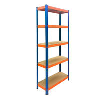 ETAJERĂ albastru portocaliu 5 niveluri metal 30x60x180 cm - multicolor, material plastic/compozit lemnos (60/180/30cm) - Relaxdays