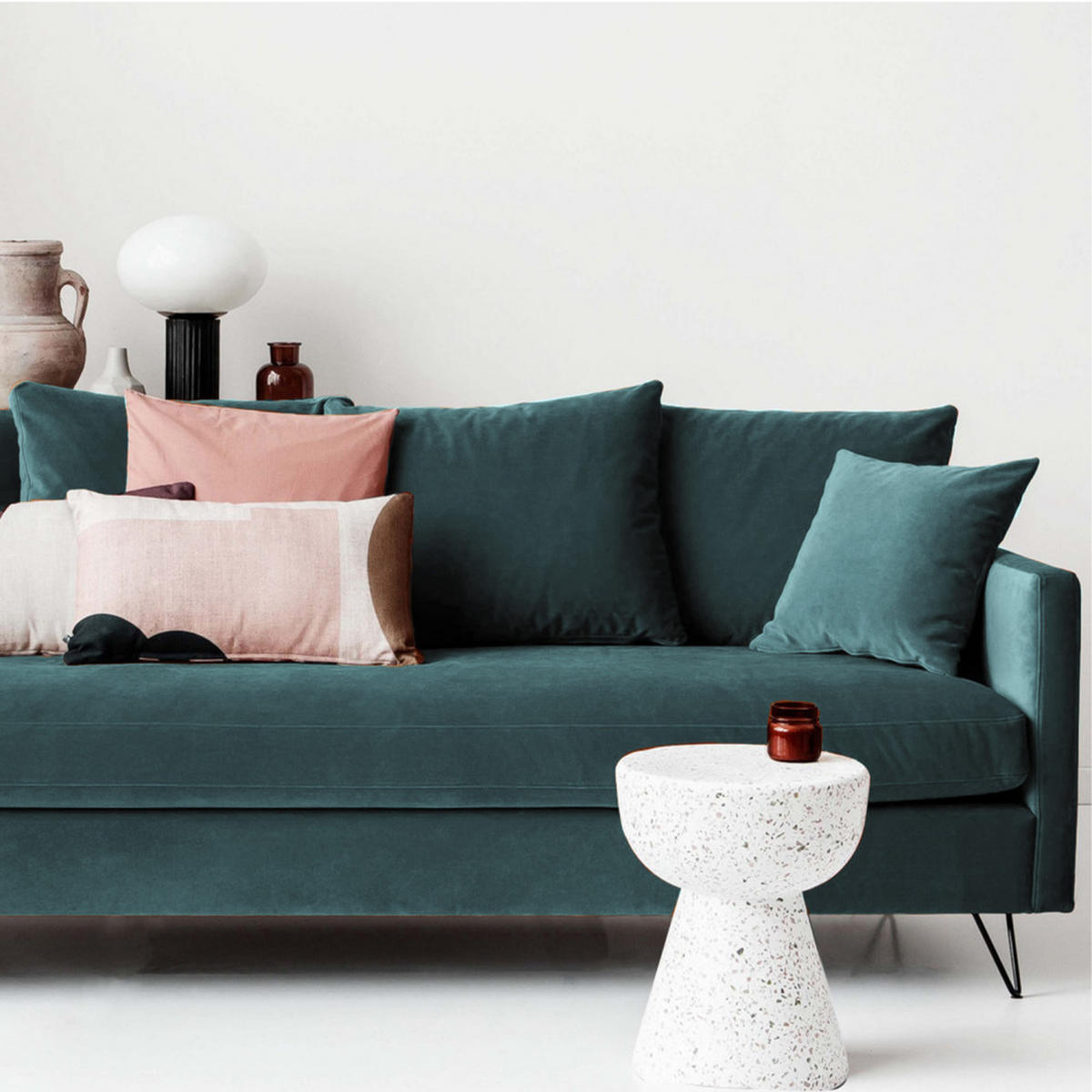 BETTSOFA - Eukalyptusgrün - Grün, Textil (233/86/95cm) - Drawer