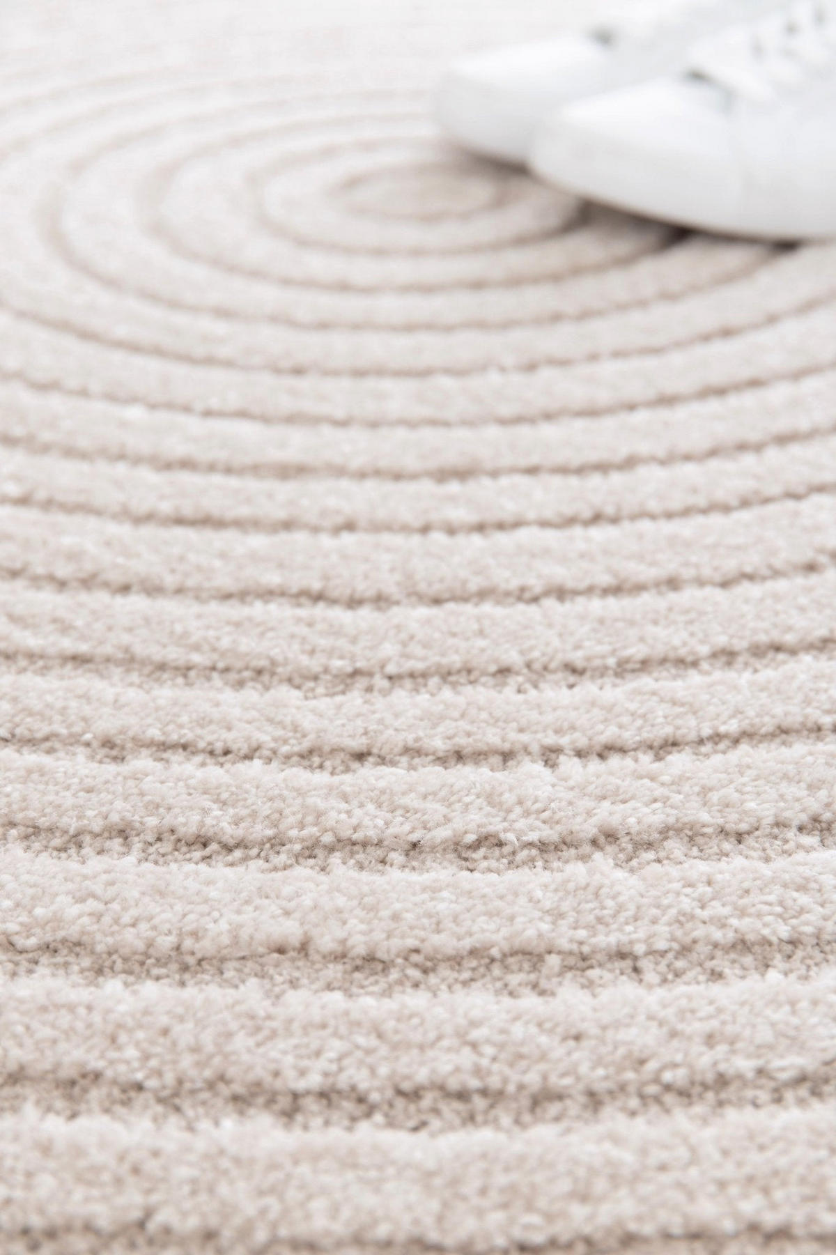 TEPPICH rund Design Relief-Effekt beige - Beige, Textil (160/160cm) - AFK Living