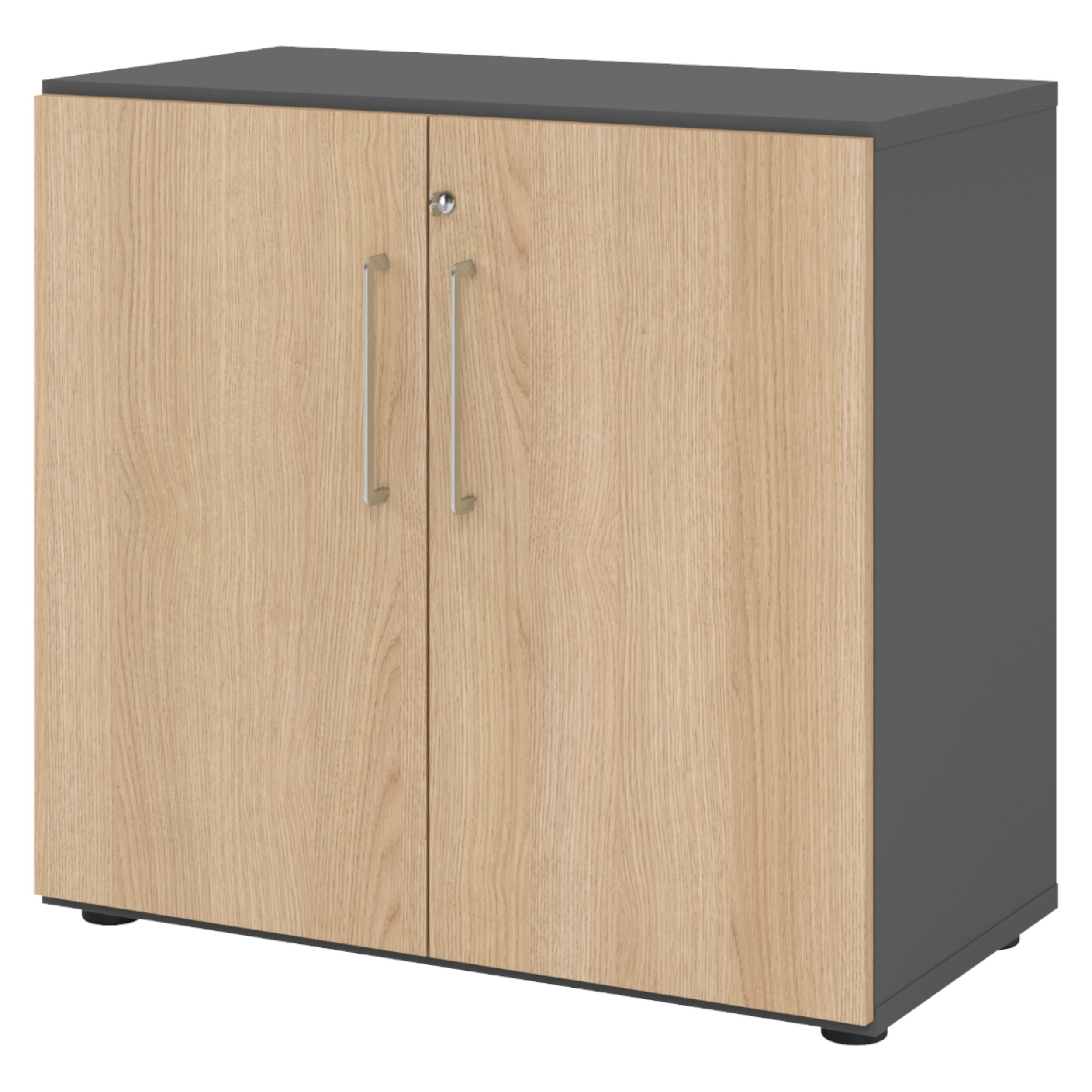 AKTENSCHRANK - 2 Ordnerhöhen 42/80/74,8 cm in Graphitfarben/Eichefarben - Eichefarben/Graphitfarben, Holzwerkstoff (80/74.8/42cm) - bümö