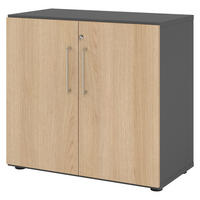 AKTENSCHRANK - 2 Ordnerhöhen 42/80/74,8 cm in Graphitfarben/Eichefarben - Eichefarben/Graphitfarben, Holzwerkstoff (80/74.8/42cm) - bümö