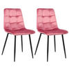 ESSZIMMERSTUHL Till, 2er Set, Samt, Gestell Metall matt Schwarz Pink - Schwarz/Rosa, Textil/Metall (45/88/52cm) - TPFLiving