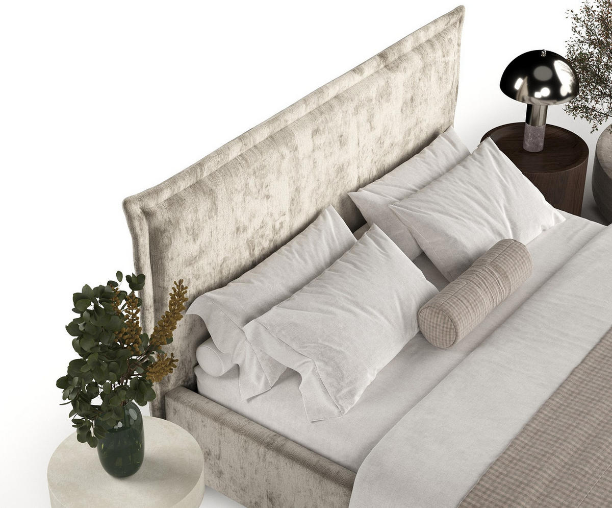 POLSTERBETT Cape Cod Beige 140/200 cm im Chenille-Stoff - Beige/Schwarz, Holz/Holzwerkstoff (140/200cm) - Maison de Reve