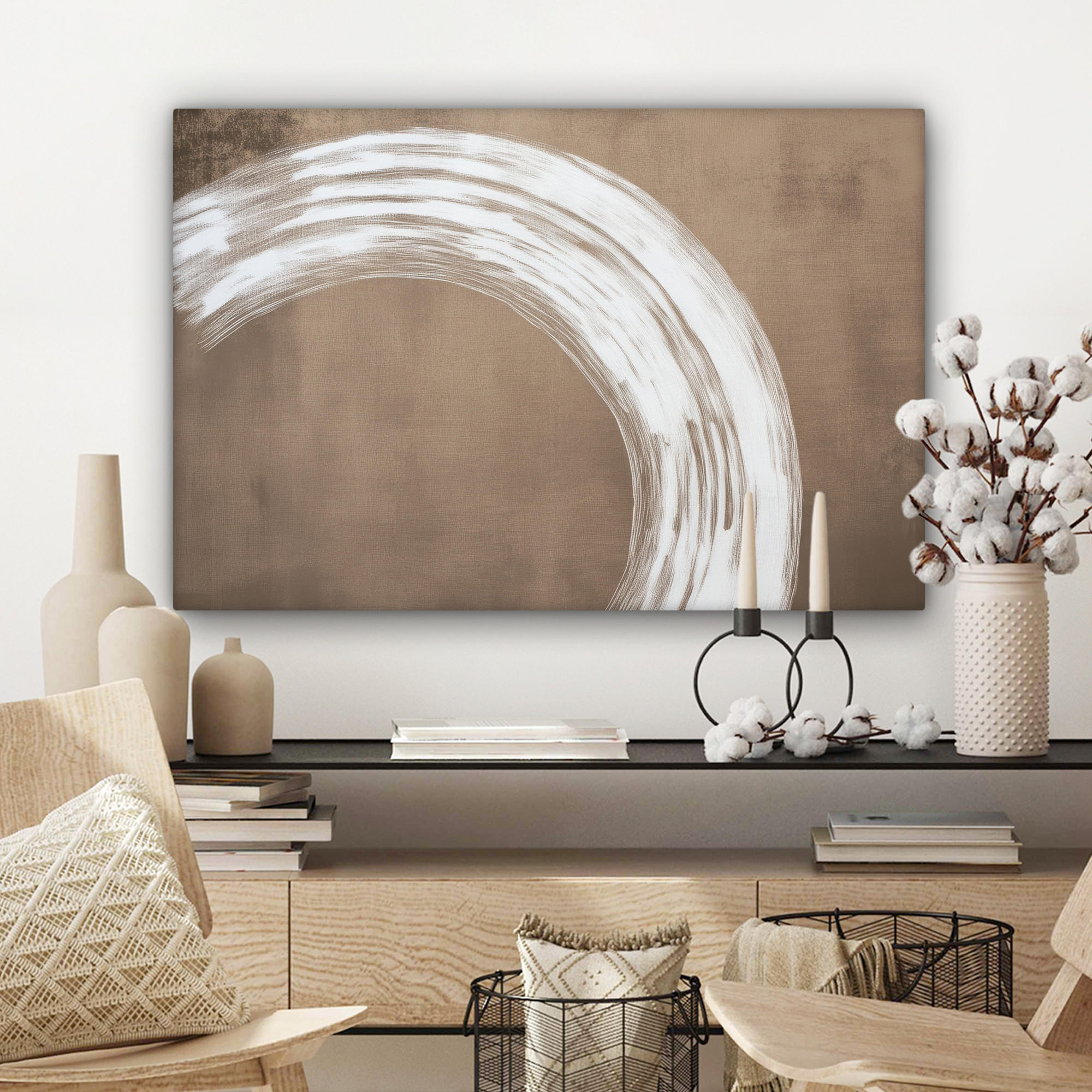 LEINWANDBILD Farbe - Braun - Japandi Gemälde 60x40 cm - Kupferfarben, Textil (60/40cm) - MuchoWow