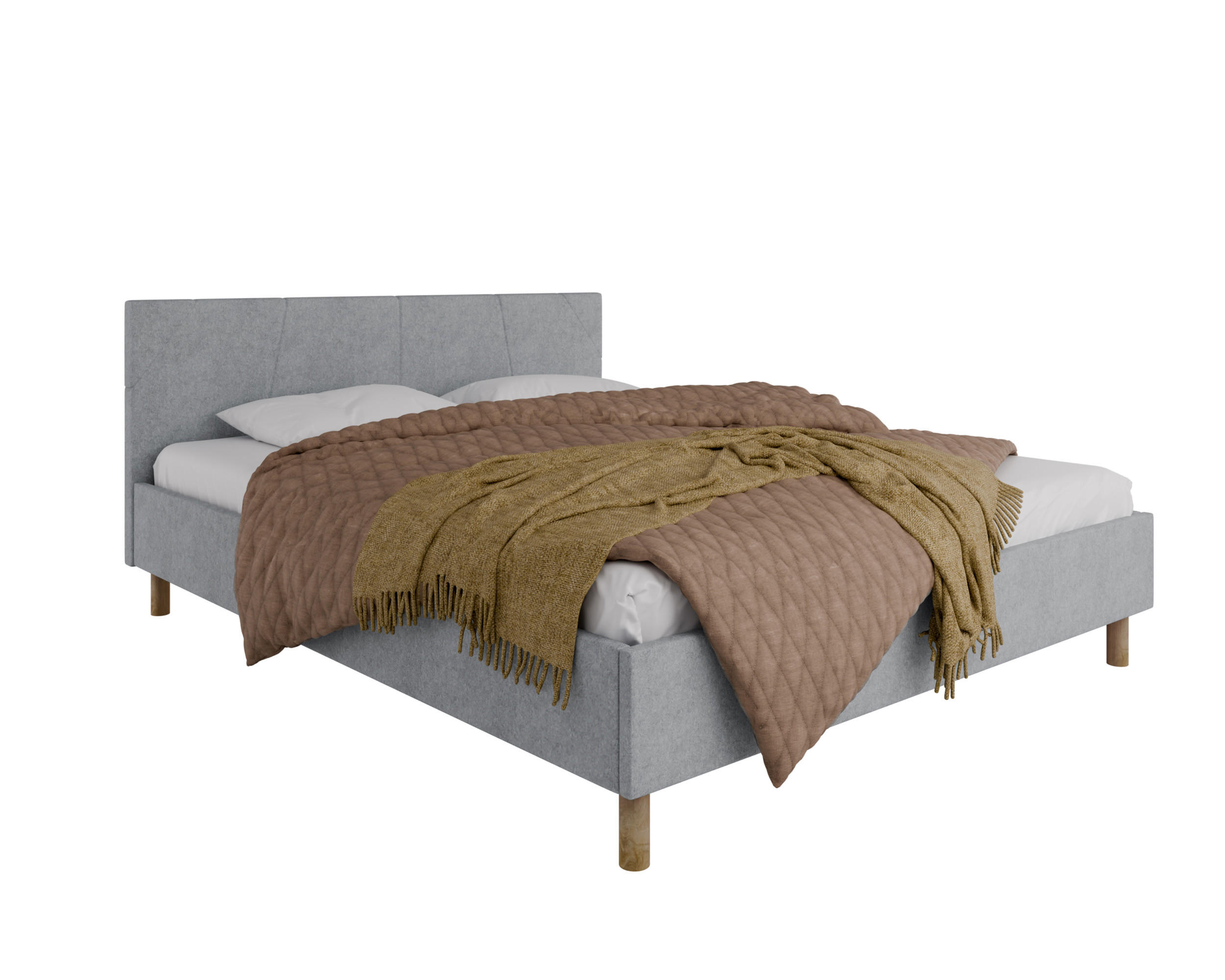 POLSTERBETT ALMORE 160x200cm, Taschenfederkernmatratze LIORA(19cm), hellgrau - Hellgrau, Holz (160/200cm) - Homesy