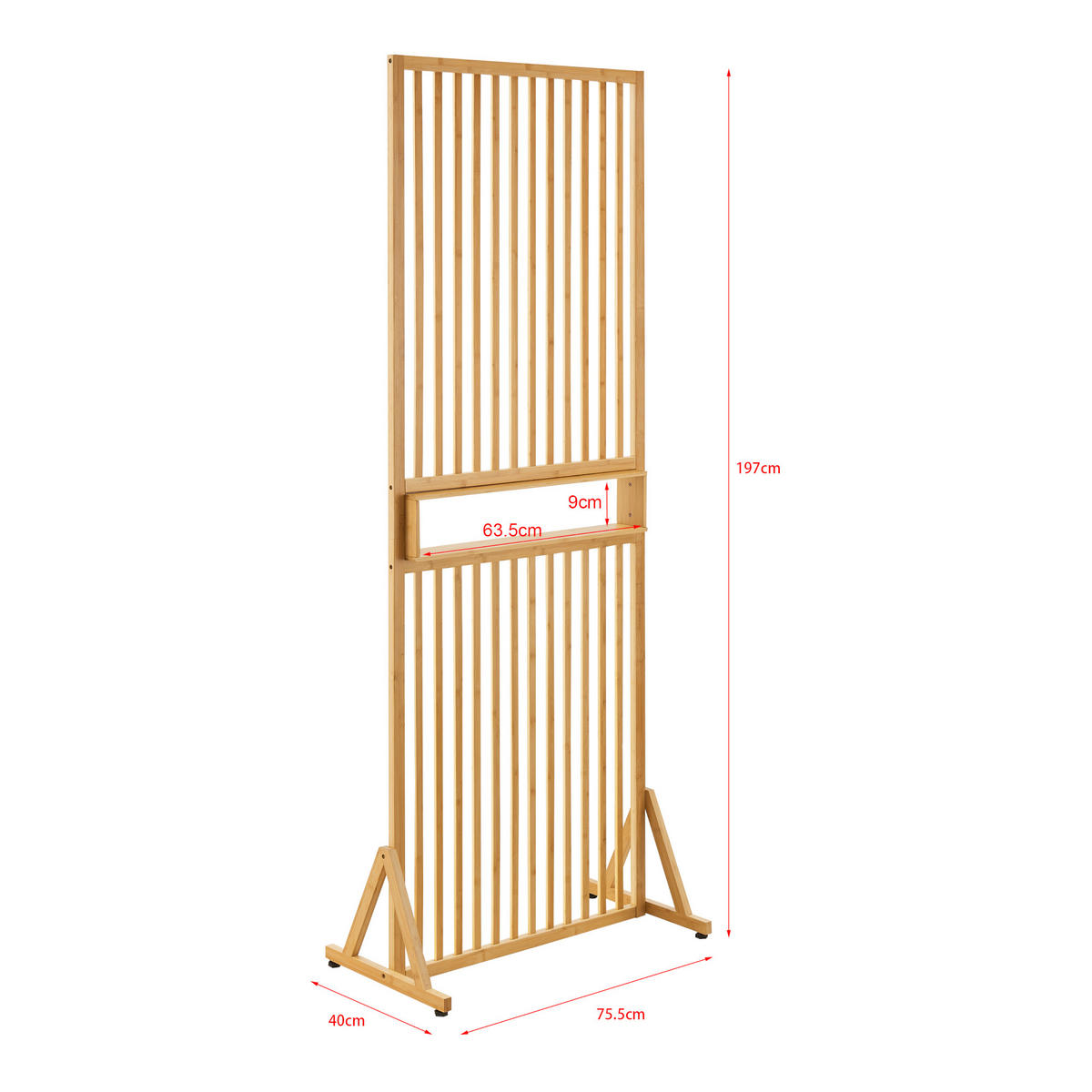 RAUMTEILER Fron - Naturfarben, Holz (75.5/197/40cm) - [en.casa]