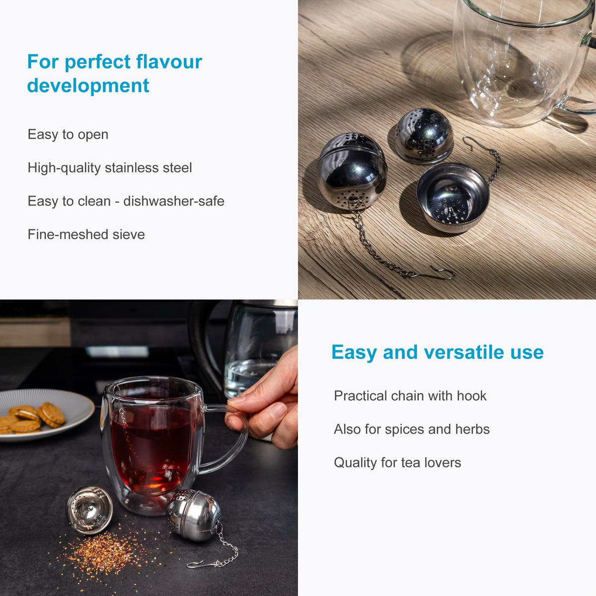 TEESIEB Kugeln (2-tlg.) - Silberfarben, Metall (4/13/4cm) - Intirilife