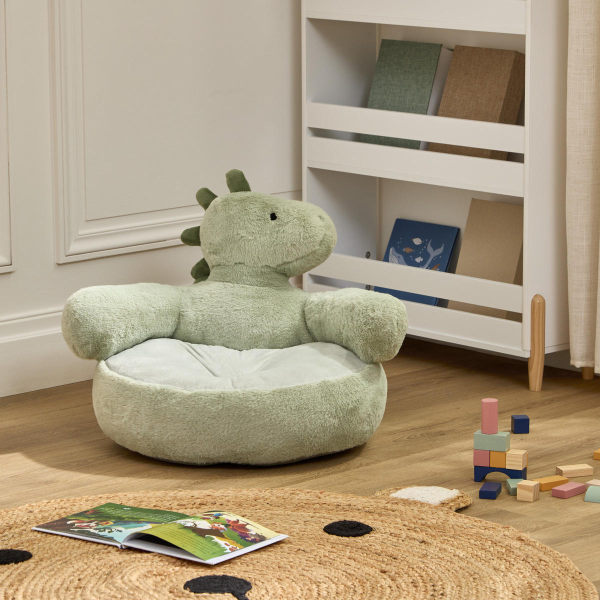 PLÜSCH-KINDERSITZ Dino 48/45/42 cm - Grün, Textil (45/42/48cm) - Atmosphera for kids