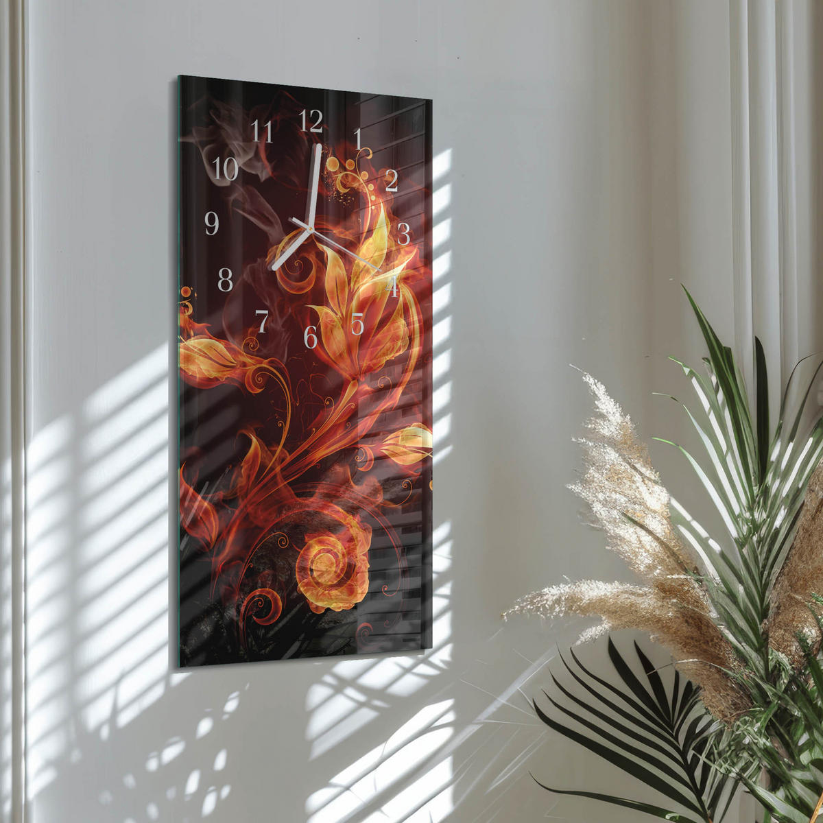 WANDUHR 30x60 cm - Abstraktion - Orange, Glas (30/60/0.4cm) - TULUP