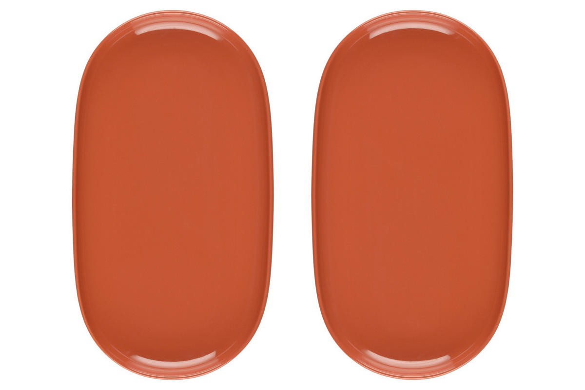 PLATTEN Simple 33/18 cm 2er-Set - Orange, Keramik (33cm)