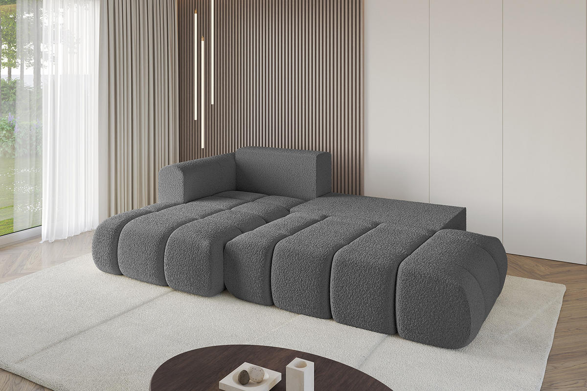 ECKSOFA Ottomane Links CLOUD-L 289x180x40 Grau Bouclé - Grau, Holzwerkstoff/Kunststoff (180/289cm) - ALTDECOR