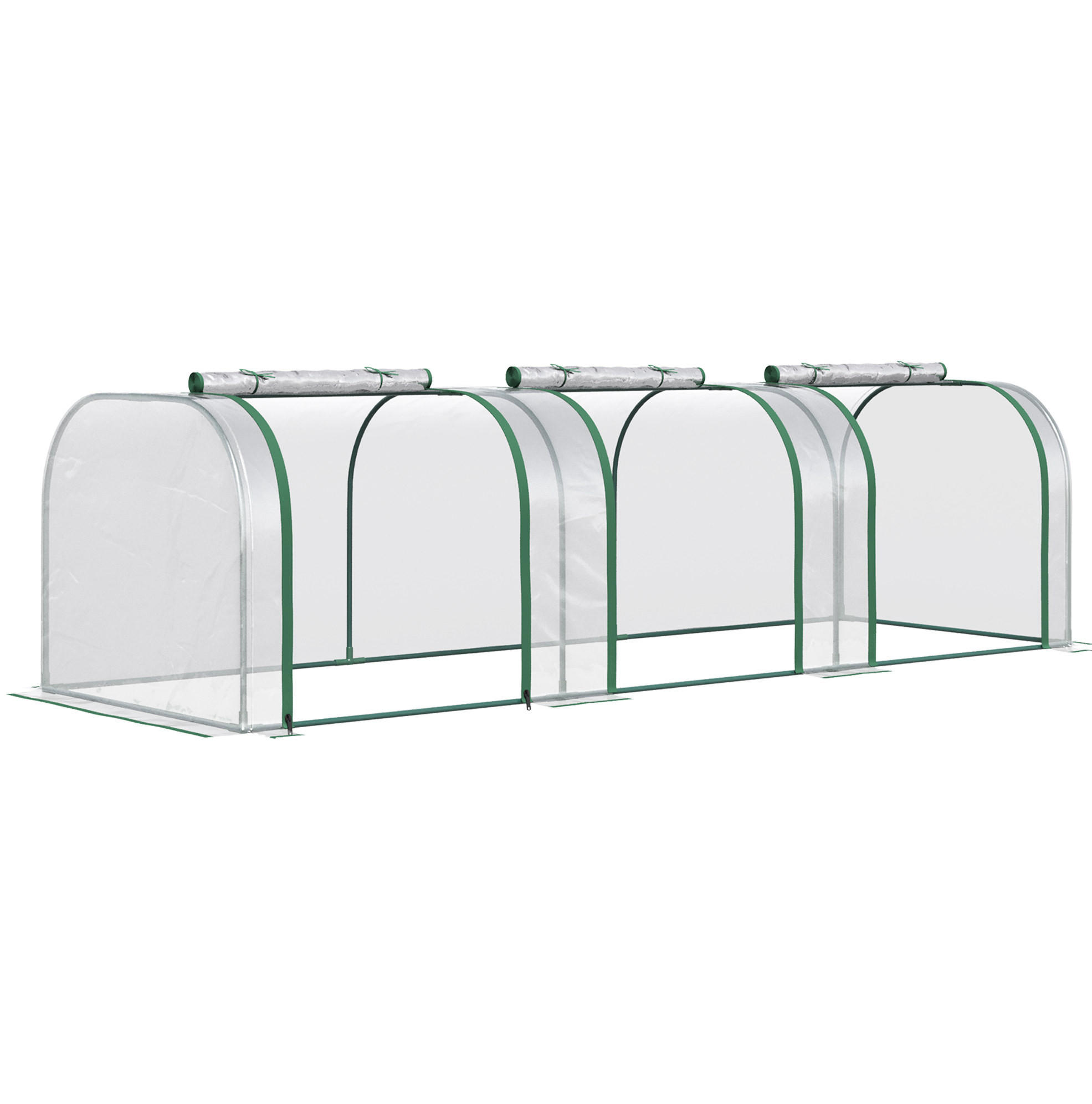 GEWÄCHSHAUS 295/100/80 cm Transparent aus Stahl mit 3 Reißverschlussfenstern - Transparent, Metall (100/80/295cm) - OKMYHOME