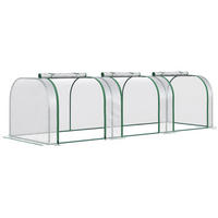 GEWÄCHSHAUS 295/100/80 cm Transparent aus Stahl mit 3 Reißverschlussfenstern - Transparent, Metall (100/80/295cm) - OKMYHOME
