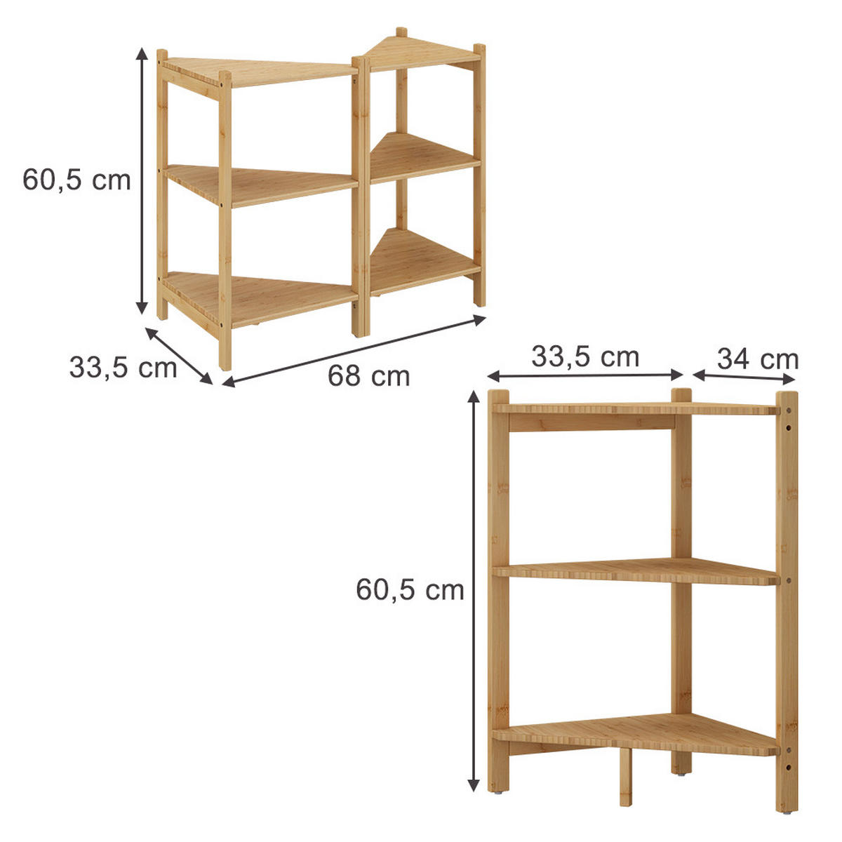 WASCHBECKENUNTERSCHRANK Zeno Bambus 68 x 60.5 cm 2er Set - Grün, Holzwerkstoff (68/60.5/33.5cm) - Vicco
