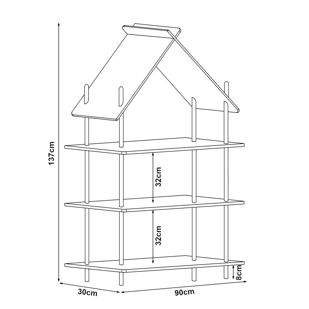KINDERREGAL Hamarøy - Naturfarben, Naturmaterialien (90/137/30cm) - [en.casa]