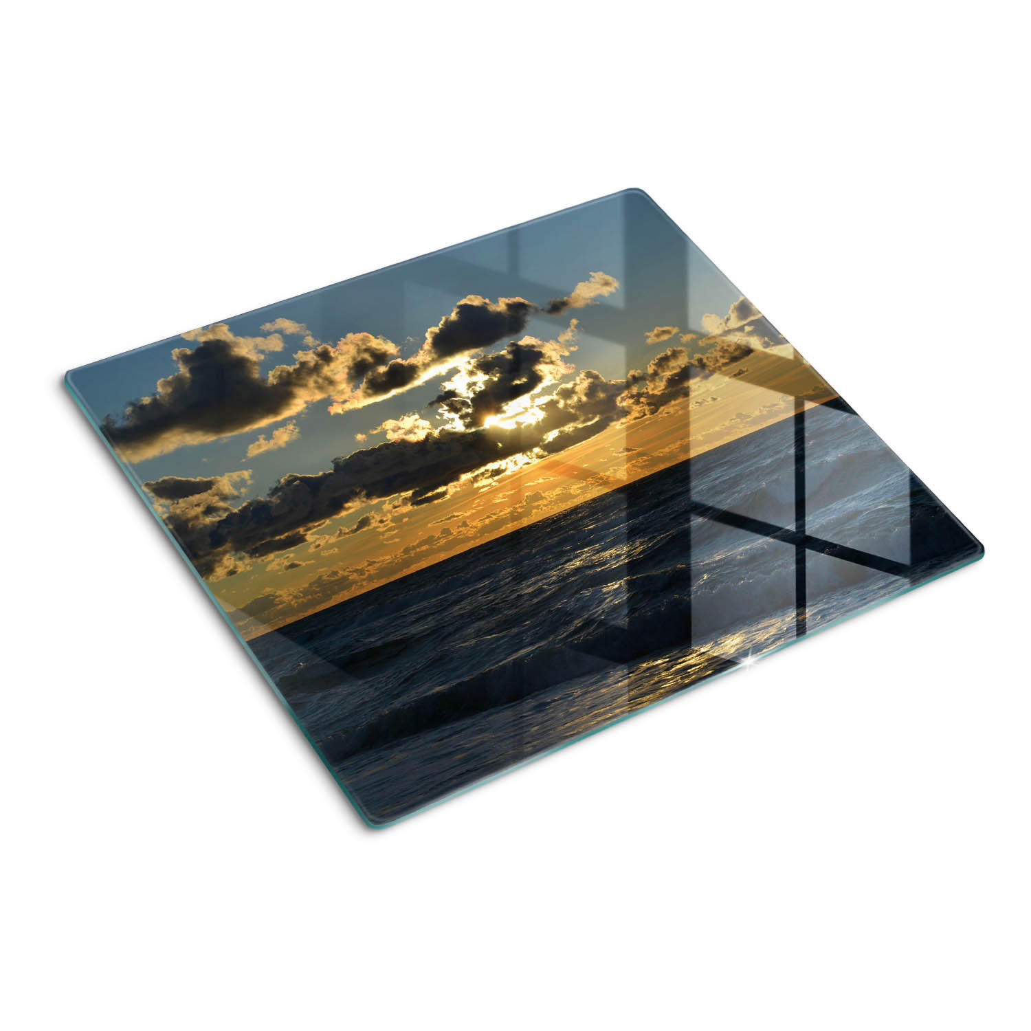 GLASPLATTE 60x52 cm Sonnenuntergang über dem Meer - Gelb, Glas (60/0.4/52cm) - TULUP
