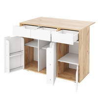 SCHRANK/SIDEBOARD 120x46x85cm Weiß mit 360°Rollen, Schubladen & Fächern - Weiß, Holzwerkstoff (120/85/46cm) - Modfu