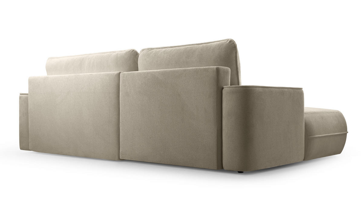 ECKCOUCH L Form Peoni Beige 267/168/87 cm mit Schlaffunktion L - Beige/Schwarz, Kunststoff/Textil (168/267cm) - AX Living