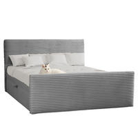 BOXBETT Mit Bettkasten Und Topper TRENTO Stoff Plüsch Cord 140x200 cm Grau H3-Bonell - Grau, Holz/Textil (140/200cm) - Kaiser Möbel