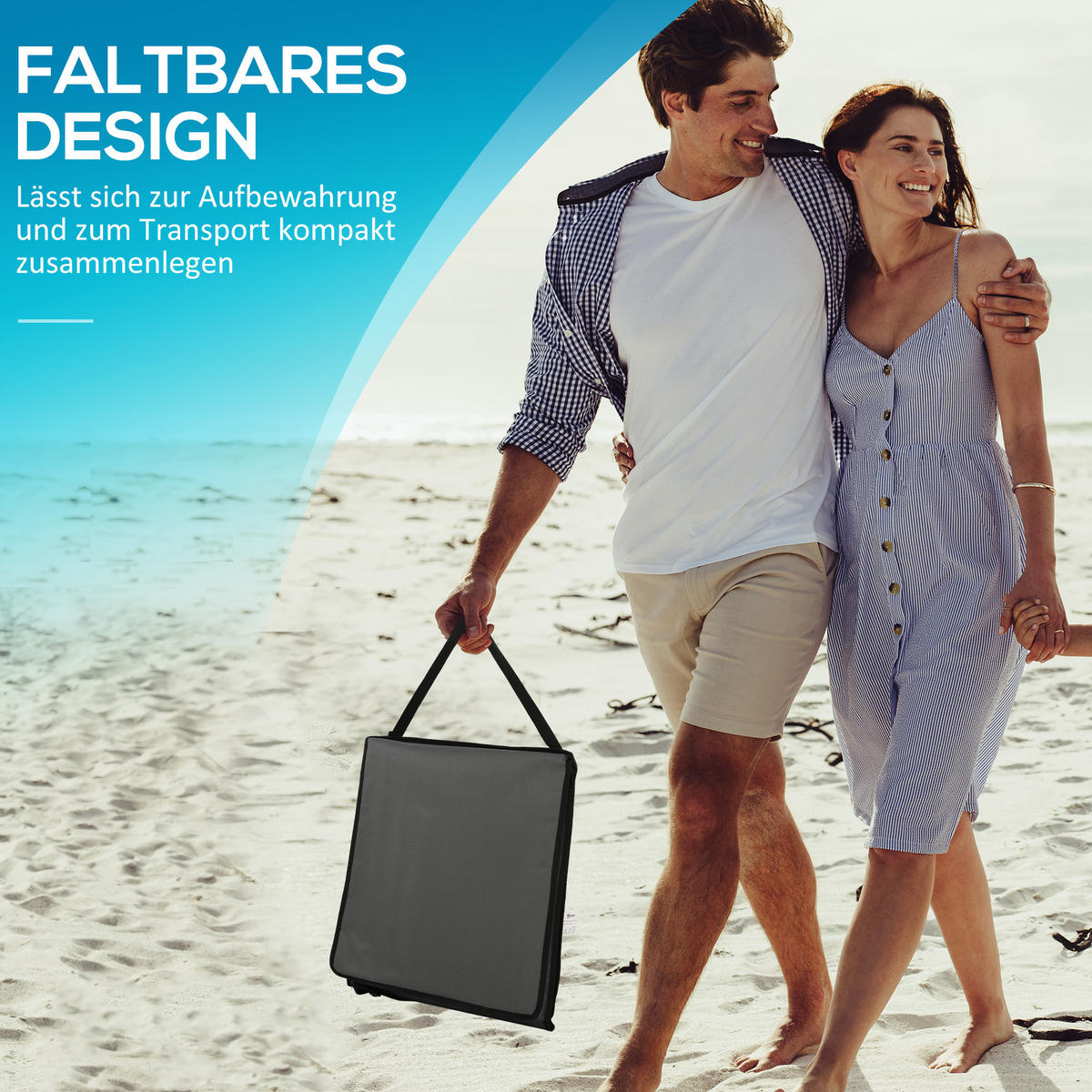 VERSTELLBARE SONNENLIEGE, 142 x 51 x 40 cm, Stahl, Oxford, Grau - Grau, Kunststoff (51/40/142cm) - Outsunny