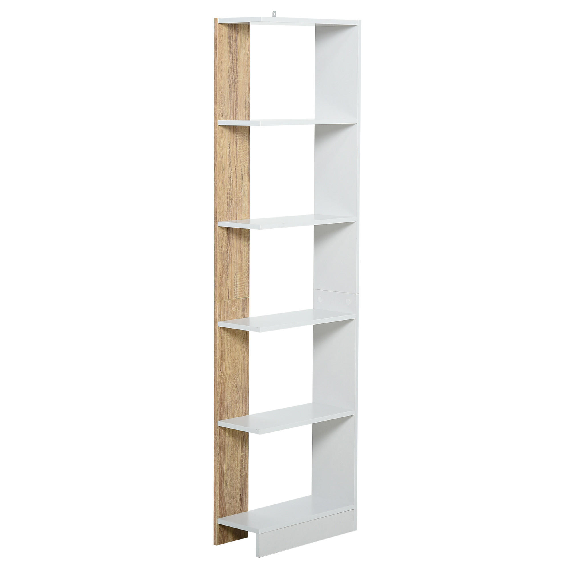 BÜCHERREGAL,SCHMAL 5-stöckig 45x21x170cm,eiche-weiß - Weiß, Holzwerkstoff (45/170/21cm) - Vallsero