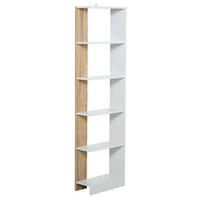 BÜCHERREGAL,SCHMAL 5-stöckig 45x21x170cm,eiche-weiß - Weiß, Holzwerkstoff (45/170/21cm) - Vallsero