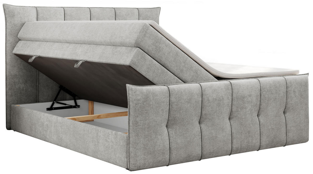 BOXSPRINGBETT PREMIUM 11 KING 160/200 Hellgrau Struktur - H3 - Hellgrau, Holz/Textil (160/200cm) - MKS
