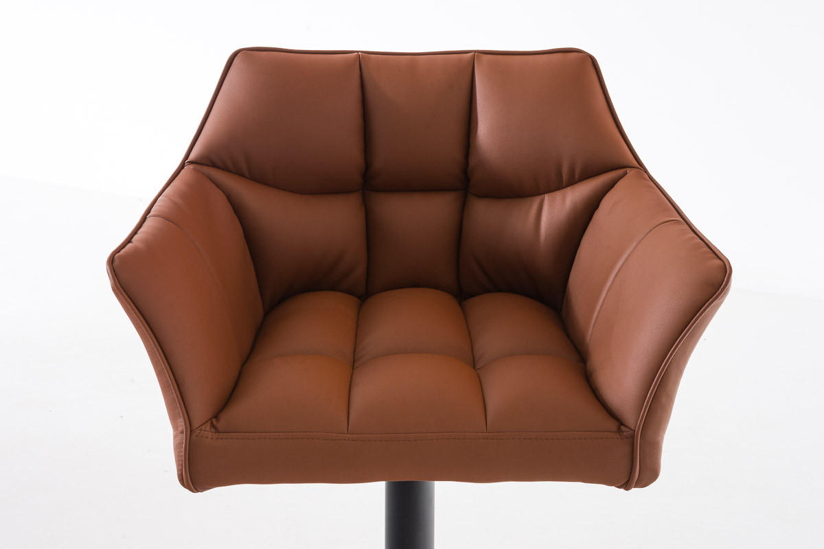 BARHOCKER Sihar Kunstleder Hellbraun Schwarz - Hellbraun, Leder/Metall (64/88/45cm) - DELUKE