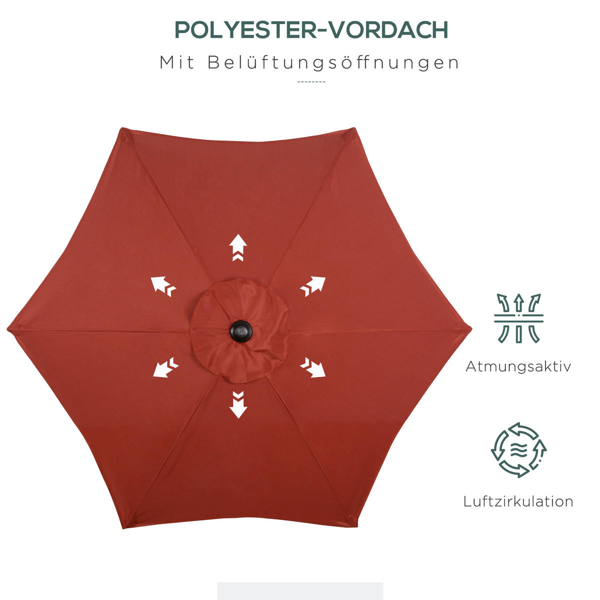 SONNENSCHIRM Ø196 cm - Weinrot, Kunststoff (196/196cm) - Outsunny