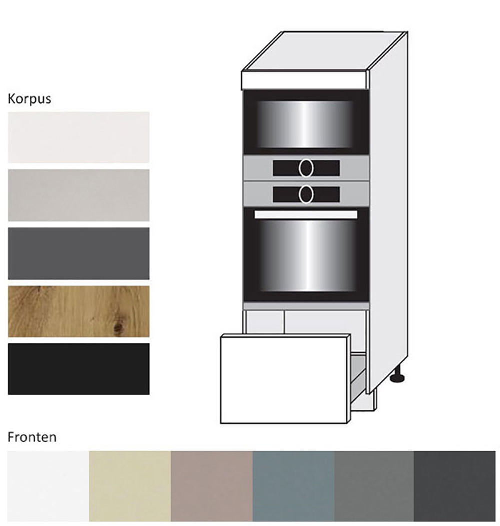 Thumbnail - Feldmann-Wohnen Backofenhochschrank, Beige, Schwarz, Holz, 1 Schubladen, Rechteckig, 60x154x59 cm, Küchen, Küchenmöbel, ...