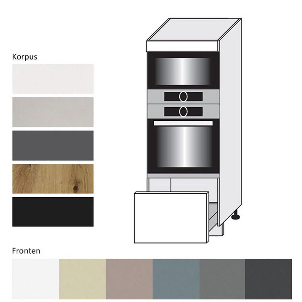 Thumbnail - Feldmann-Wohnen Backofenhochschrank, Creme, Schwarz, Holz, 1 Schubladen, Rechteckig, 60x154x59 cm, Küchen, Küchenmöbel, ...