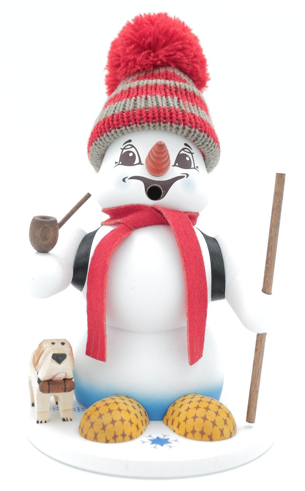 RAUCHFIGUR Schneemann Weiß Schneemann mit Hund 19 cm - Multicolor, Holz (15/19/0.1cm)