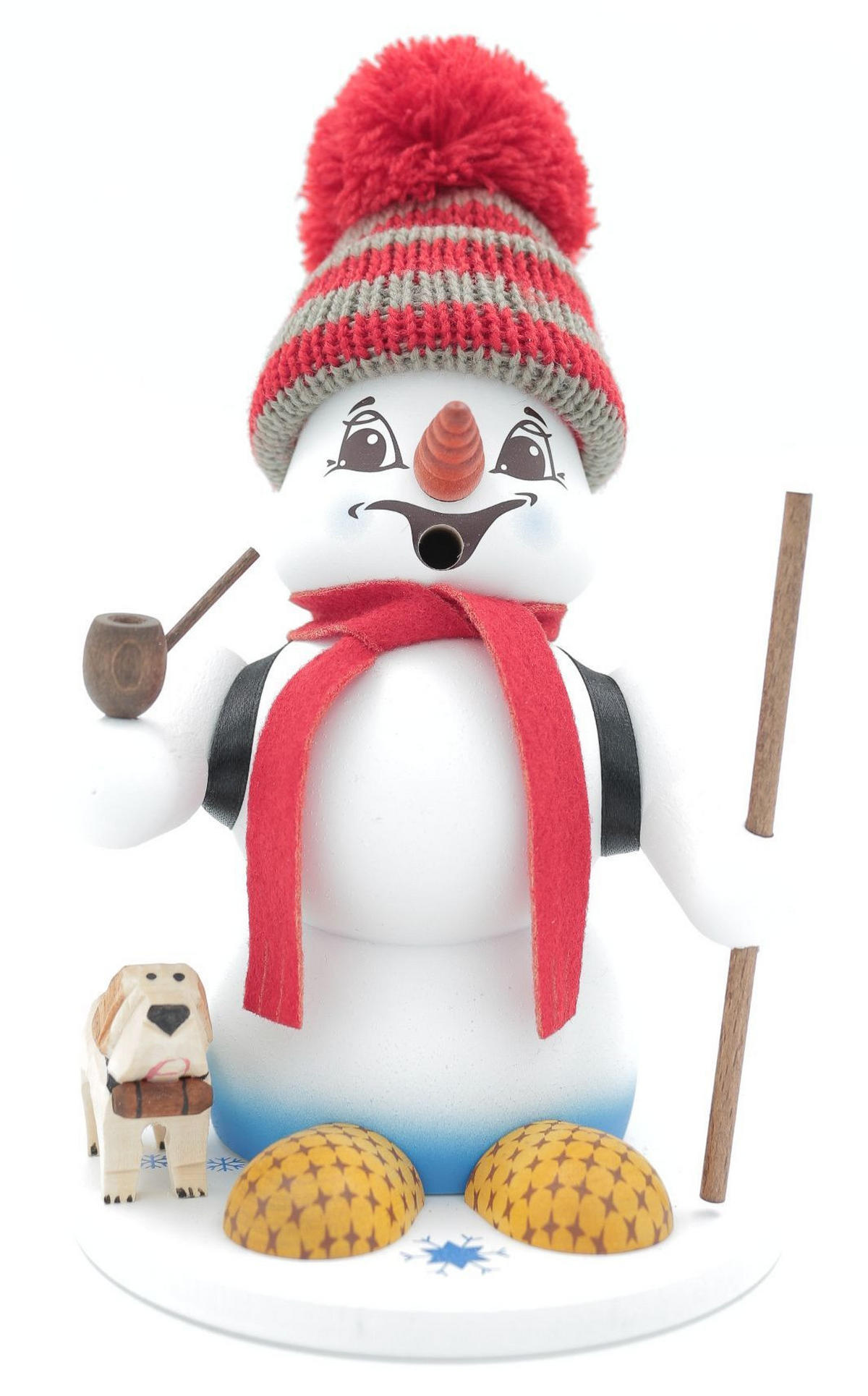 RAUCHFIGUR Schneemann Weiß Schneemann mit Hund 19 cm - Multicolor, Holz (15/19/0.1cm)