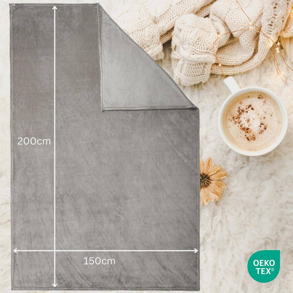 Thumbnail - Carpe Sonno Kuscheldecke, Grau, Textil, Uni, Füllung: Polyester, Rechteckig, 150x200 cm, Oeko-Tex® Standard 100, Wohntex...