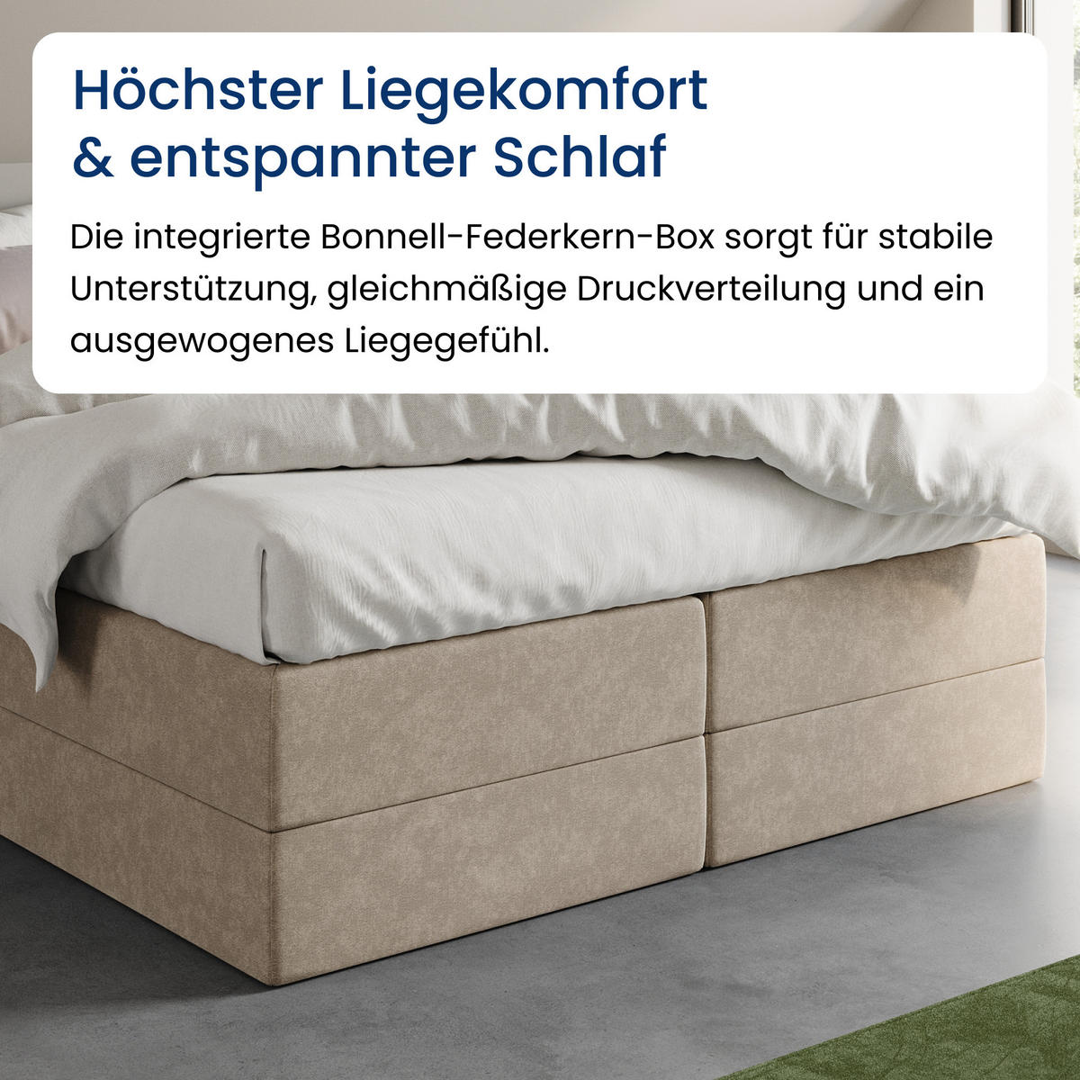 BOXSPRINGBETT mit Bonnell Matratze, 160 x 200 cm, in Beige - Beige, Naturmaterialien (160/200cm) - Home Collective