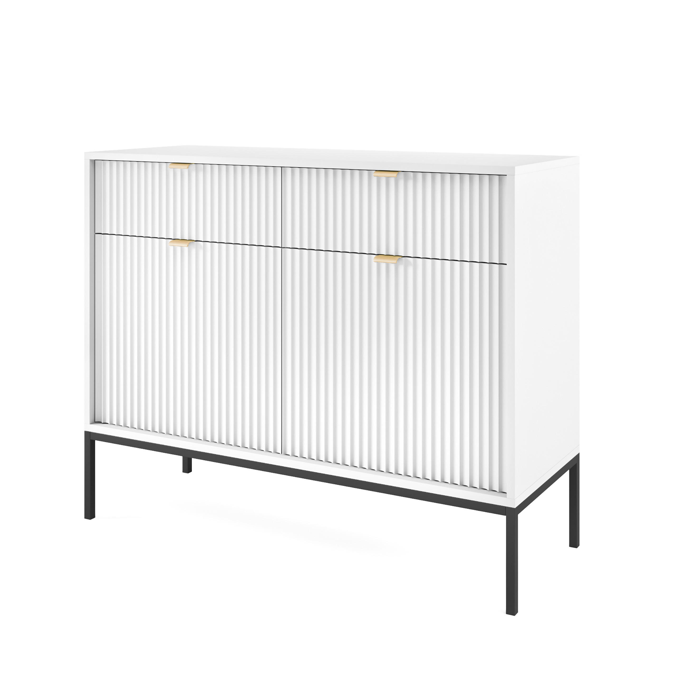 KOMMODE STELLARE 104/83/39 cm mit 2 Schubladen 2 Türen Weiß - Weiß, Holzwerkstoff (104/83/39cm) - MASSENO