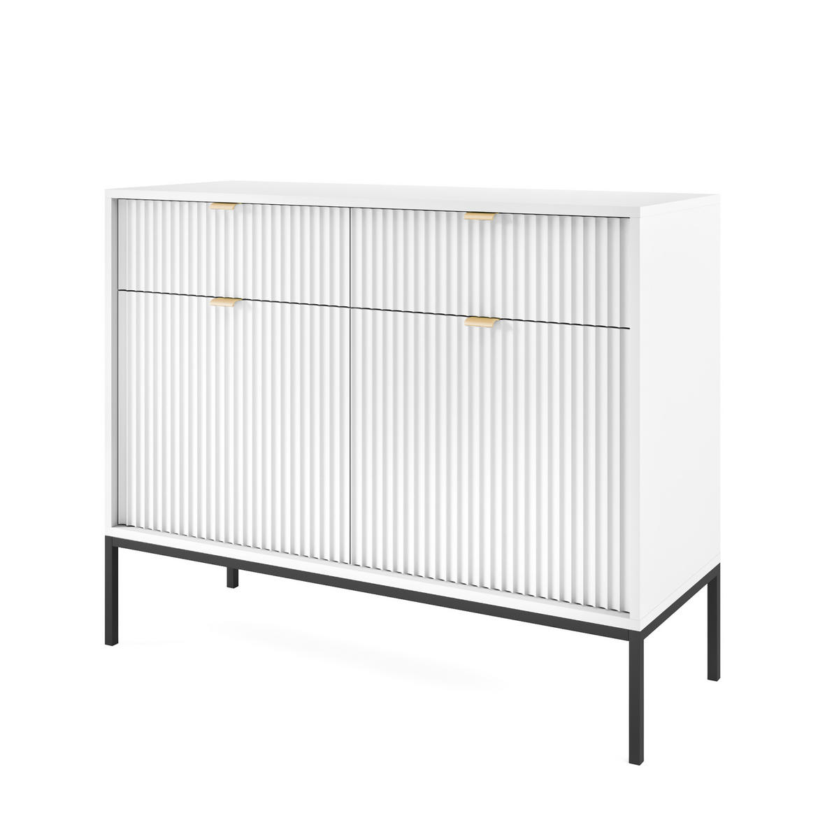 KOMMODE STELLARE 104/83/39 cm mit 2 Schubladen 2 Türen Weiß - Weiß, Holzwerkstoff (104/83/39cm) - MASSENO