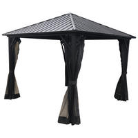 PAVILLON Paisley - 3x3 Meter, Aluminiumgestell 98x98x10mm, pulverbeschichtet. Dach aus Stahlplatten, galvanisier - Grau, Kunststoff (300/275/300cm) - TPFGarden