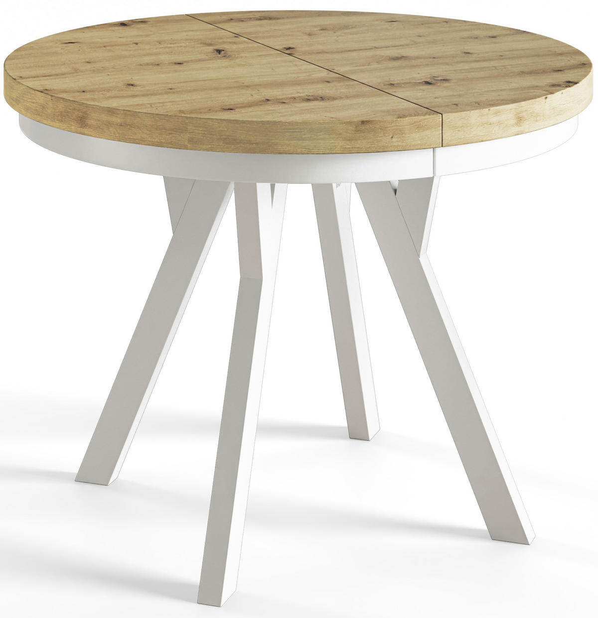 ESSZIMMERTISCH EVO, ausziehbarer Tisch 90 cm bis 190 cm, Farbe: ARTISAN, mit Holzbeinen in Farbe Weiß - Hellbraun/Weiß, Holzwerkstoff (90/90/77cm) - Alpi-Möbel
