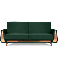 3-SITZER-SCHLAFSOFA GUSTAVO mit Armlehnen, dunkelgrün - Dunkelgrün/Braun, Holz/Holzwerkstoff (230/98/98cm) - KONSIMO®