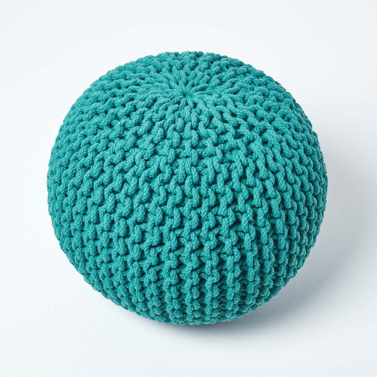 STRICK-POUF petrol-grün, 40/40/35 cm - Grün, Textil (40/35/40cm) - Homescapes